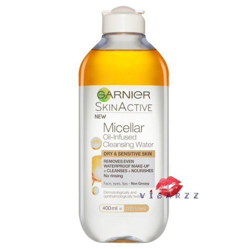 (ฝาขาว 400mL) Garnier Micellar Cleansing Water In Oil All - In - One การ์นิเย่ สกิน แนทเชอรัลส์ ไมเซล่า ออยล์-อินฟิวส์ คลีนซิ่ง วอเตอร์ สูตรสำหรับจัดการเมคอัพติดทนและเมคอัพกันน้ำ