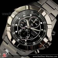 Karnvera Shop นาฬิกาข้อมือผู้ชาย Seiko LORD Chronograph SNDD77P1 Men's Black Steel 100m