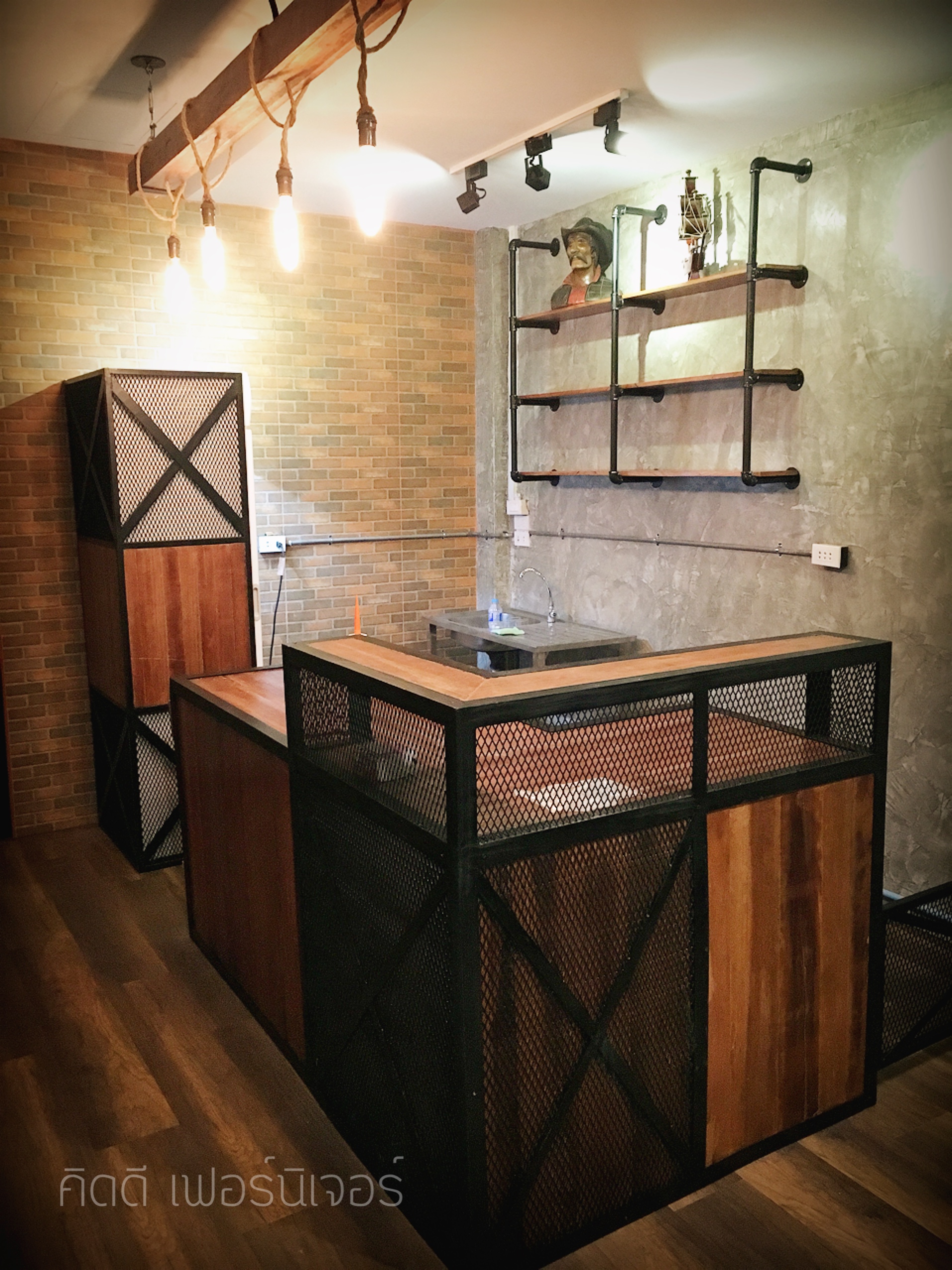 เคาน์เตอร์กาแฟไม้สไตล์loft