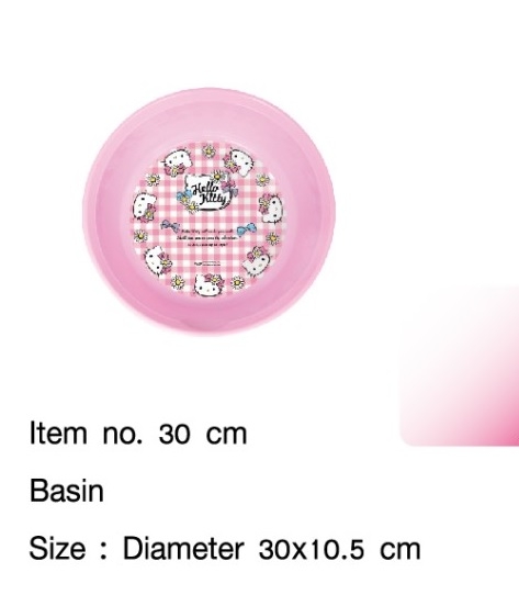 P10430 กะละมังกลม 30 ซม.(30*30*10.5 cm) ลายคิตตี้ ลิขสิทธิ์ถูกต้อง (ราคาส่งต่อ 1 โหล:12 ใบ:เฉลี่ย 35 บต่อใบ)