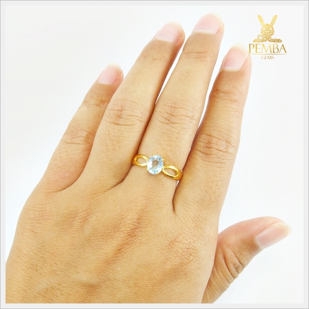 แหวนอะความารีนแท้ ทองแท้ ใส่ติดนิ้วเก๋ๆ(สามารถสั่งทำได้ค่ะ)