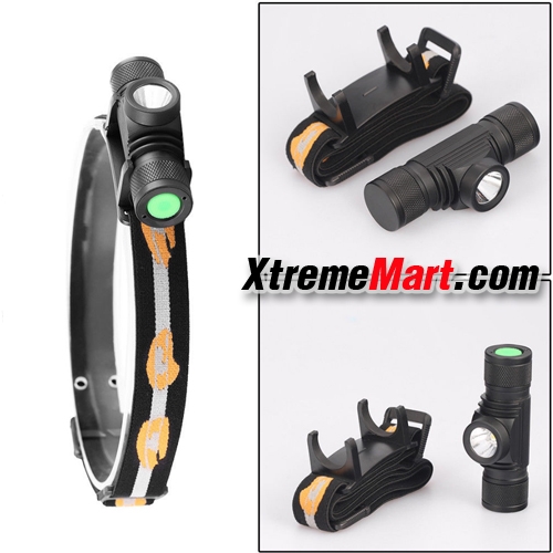 ชุดไฟฉายคาดหัว 1หลอด บอดี้อลูมินั่ม สว่าง 1000ลูเมนส์ แสงขาว + แบตเตอรี่18650 + สายชาร์จ USB