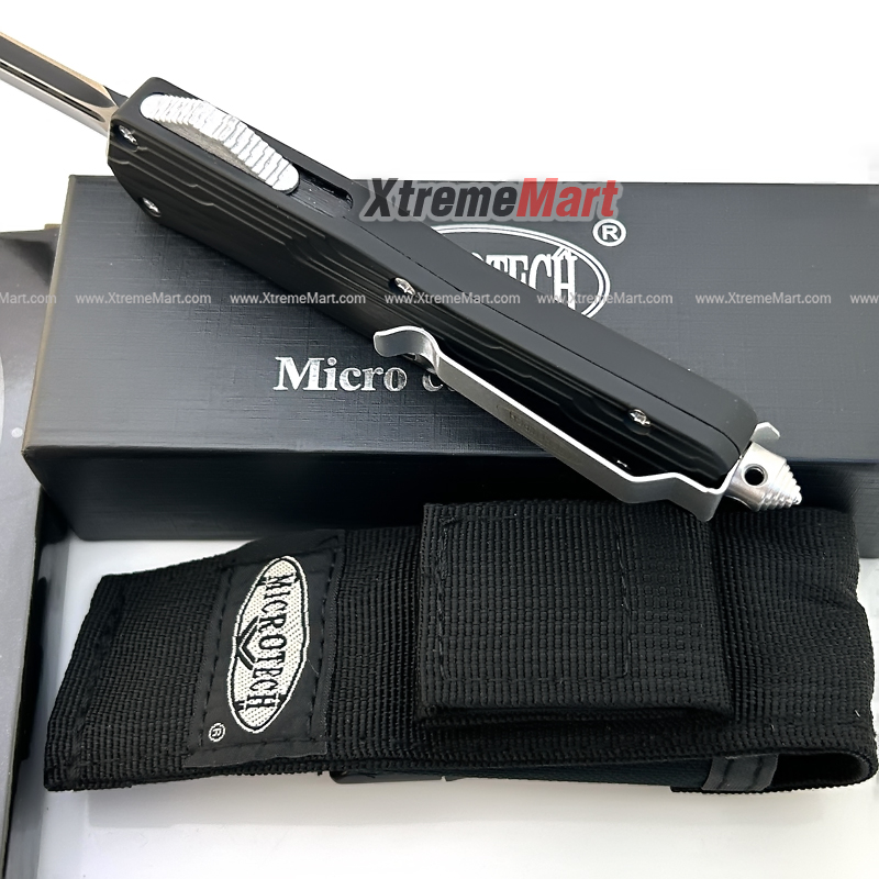 มีดสปริงตรงขนาดใหญ่ Microtech คม 2 ด้าน ด้ามลายเส้น Combat Troodon 00556 D/E Automatic Knife Camping Tool (Dual Front)