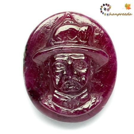 Carving Unheated Natural Ruby King Taksin นำก้อนมาแกะสลักโดยก้อนไม่ผ่านการเผา น้ำหนัก 15.91 กะรัต สีแดงหวานสวย งานแกะสลักสวย