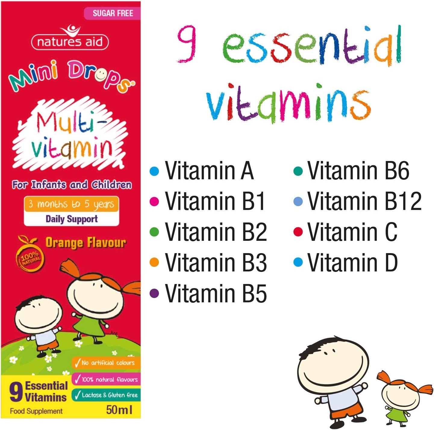 วิตามินรวมสำหรับเด็ก Natures Aid Mini Drops Multi-Vitamin
