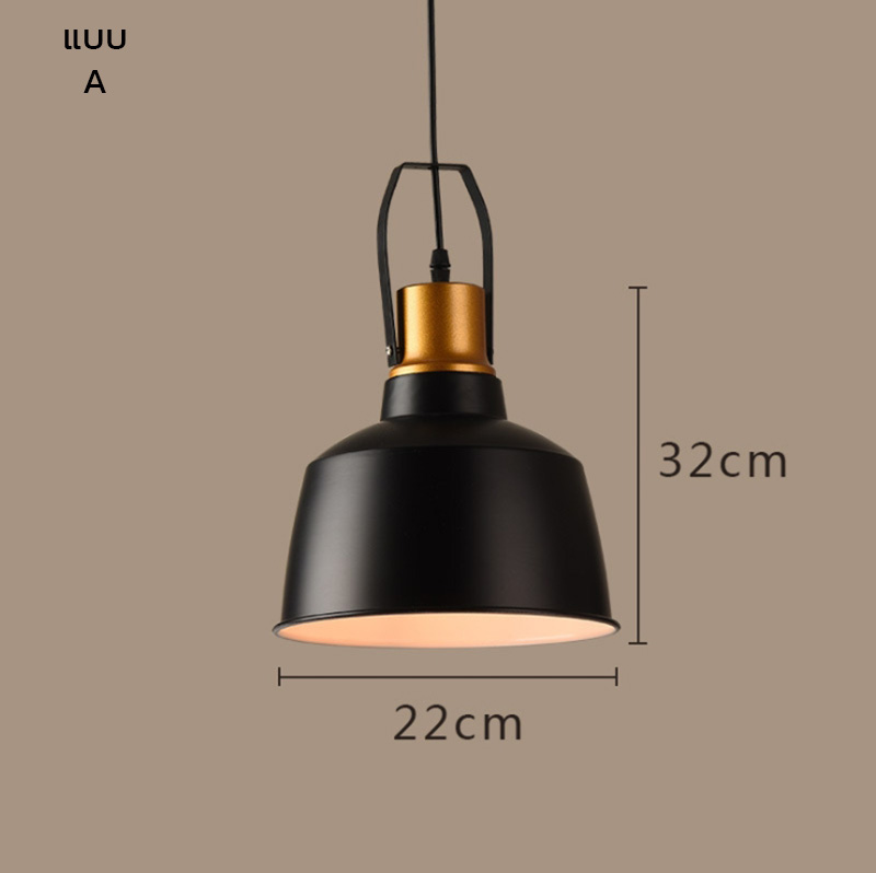 โคมไฟแขวนเพดานสไตล์ลอฟท์อเมริกันโป๊ะสีดำหัวสีทอง [SY65228]