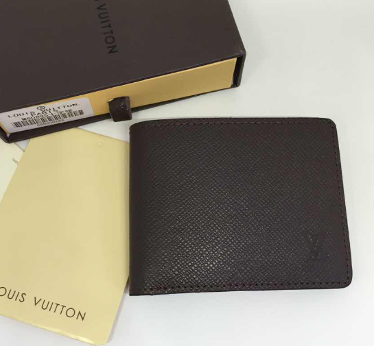 กระเป๋าสตางค์ lv multiple wallet taiga สีดำ กรมท่า และน้ำตาล