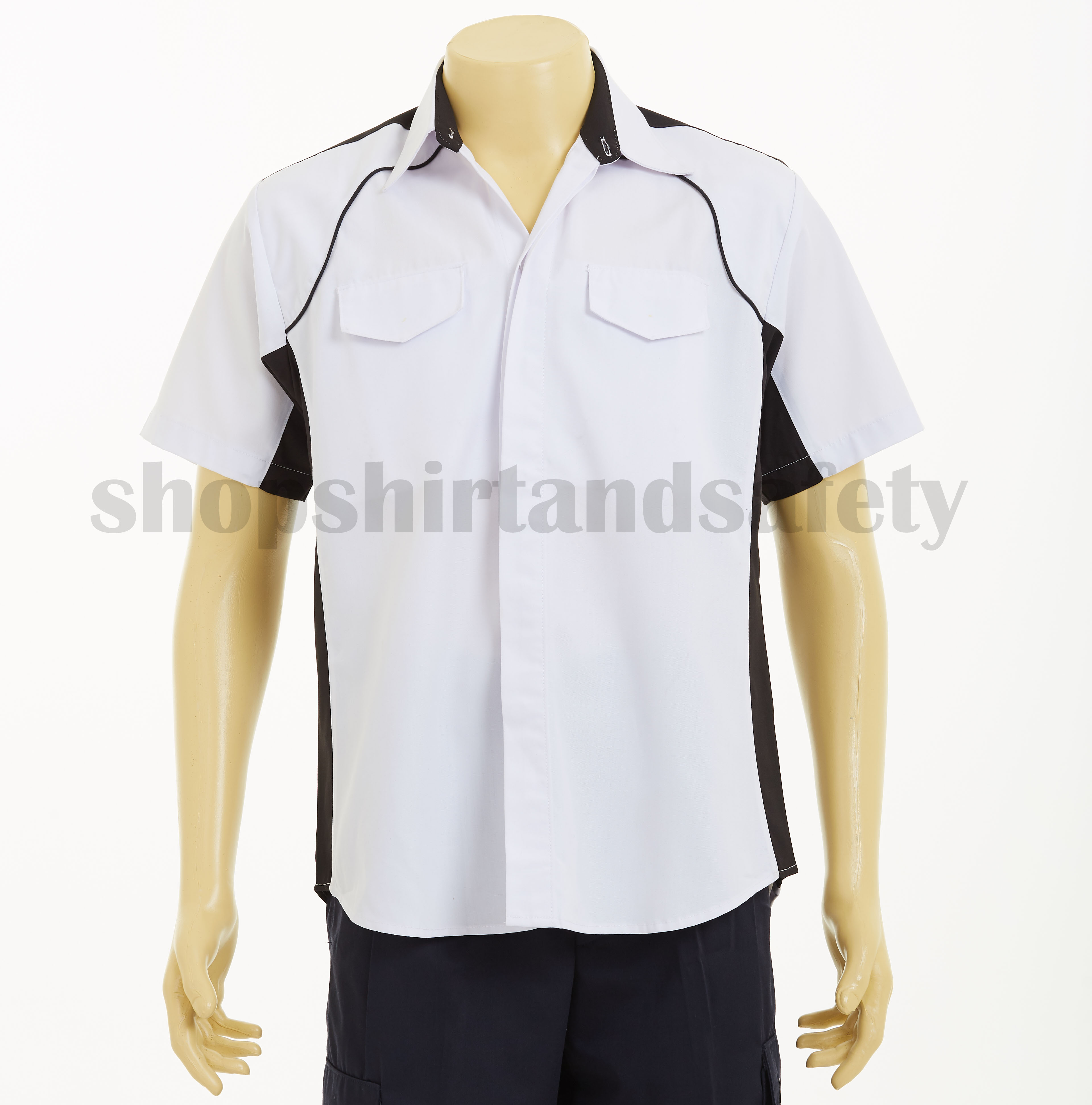 เสื้อช็อปแขนสั้นแบบขาวข้างดำ(โตโยต้า)