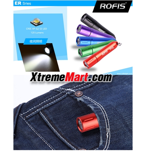 มินิไฟฉาย Rofis รุ่น ER3A 120 ลูเมน แสงขาว Cree XP-G2 S3 Mini Flashlight กรุณาระบุสี (ดำ/เขียว)