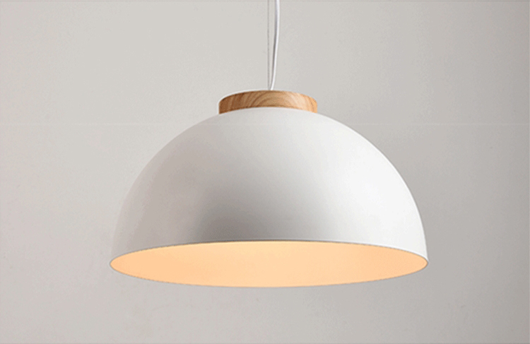 โคมไฟแขวนเพดานสไตล์โมเดิร์นสีขาวหัวไม้เนื้อแข็ง [6016-40]
