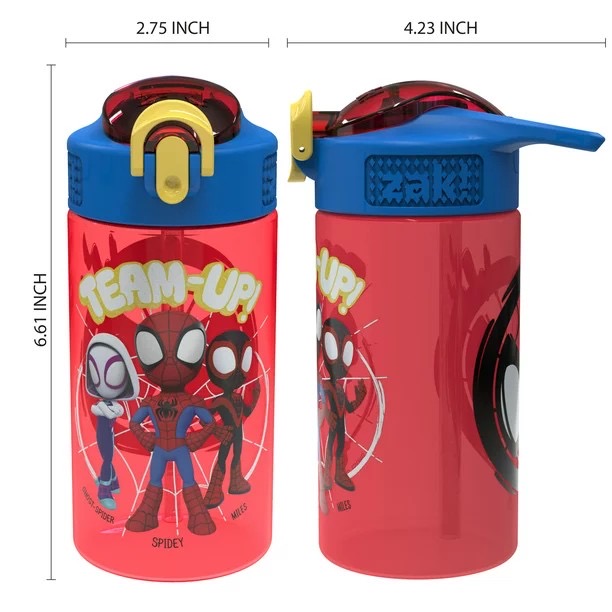 กระติกน้ำพร้อมหลอดดื่มสำหรับเด็ก Zak! Spidey & His Amazing Friends 16 Oz. Reusable Water Bottle with Straw