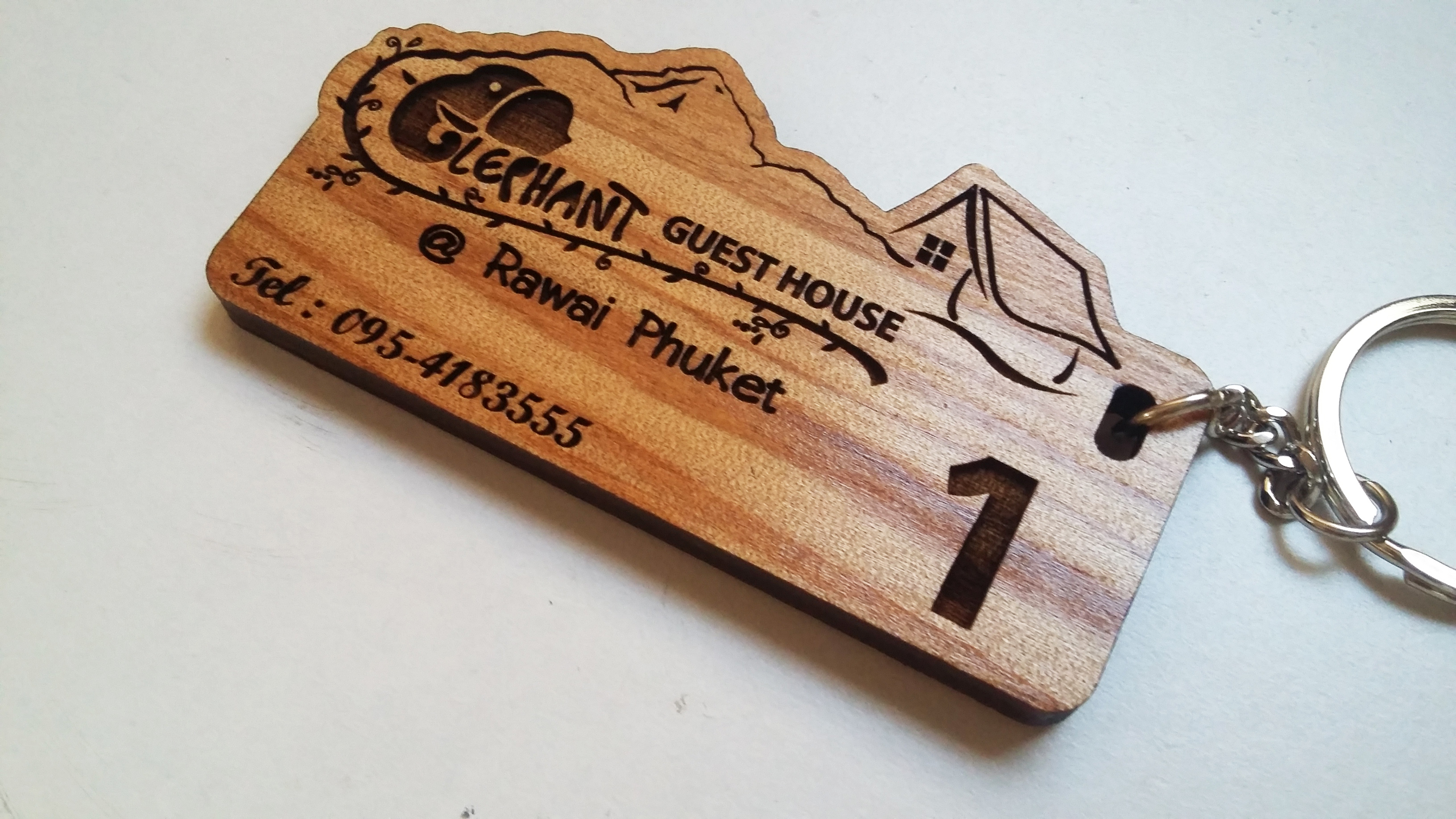 พวงกุญแจไม้ พวงกุญแจรีสอร์ท พวงกุญแจห้องพัก-Elephant Guest House @ Rawai Phuket