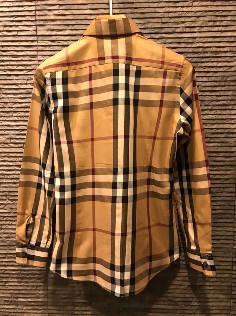 เสื้อเชิ้ตแขนยาวชาย bb สีน้ำตาลอ่อนลายตาราง size M - xxl