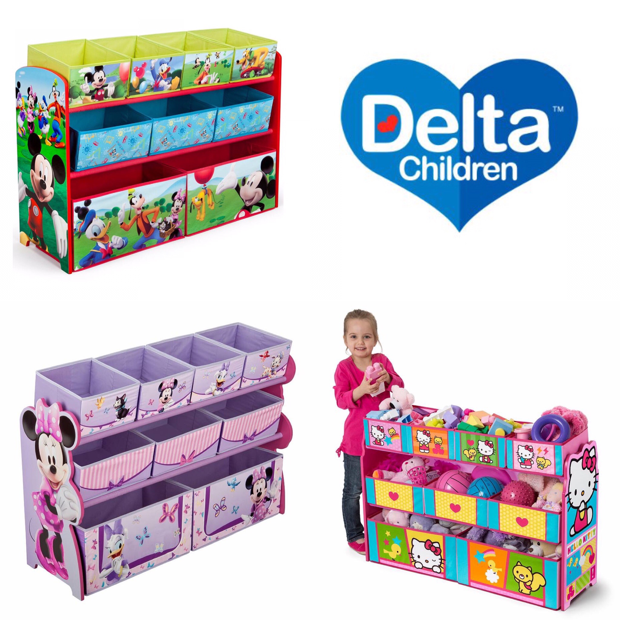 ชั้นเก็บของเล่นสุดน่ารัก Delta Children Deluxe 9 Bin Toy Organizer (Hello Kitty)