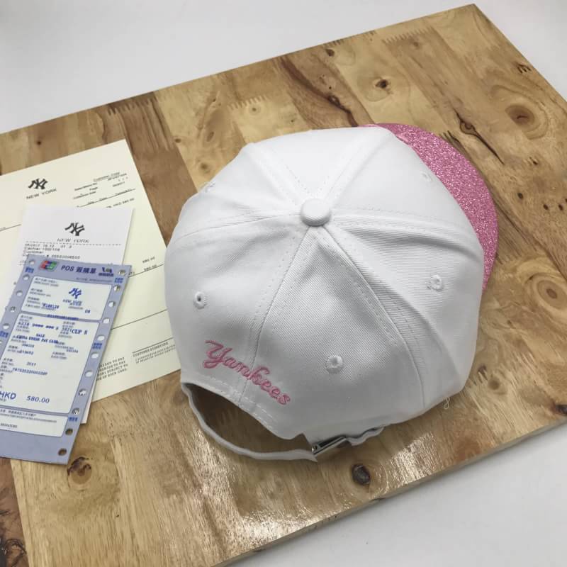 หมวกแก๊ป ny cap สีขาวชมพู