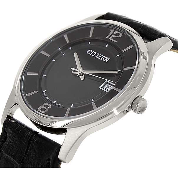 Citizen BD0021-01E Black Dial Black Leather Strap Analog Men's Casual Watch