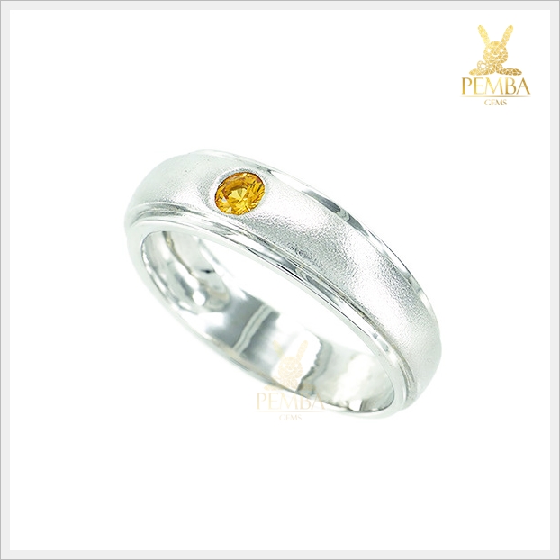 แหวนบุษราคัมแท้ สีเหลืองทอง เม็ดเดี่ยวเรียบๆ แต่มีสไตล์ แหวนพลอยแท้