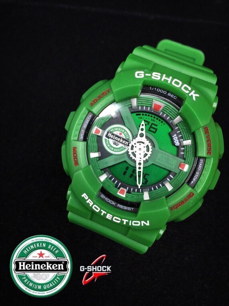 นาฬิกา G-Shock AAA รุ่น Heineken สีเขียวอ่อน 2 ระบบ ทน หาไม่ได้อีกแล้ว ถูกสุดๆ