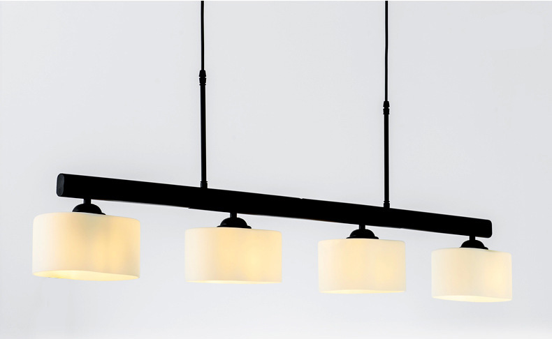 โคมไฟแขวนเพดานสไตล์นอร์ดิกโครงสีดำก้านยาวโป๊ะแก้วสีขาวขุ่นไฟ 4 ดวง [H863]