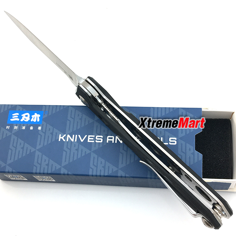 มีดพับ Sanrenmu รุ่น 1158 SRM-1158 ใบมีดสแตนเลส 8Cr13MOV ด้ามG10 สีดำ (เล่มละ)