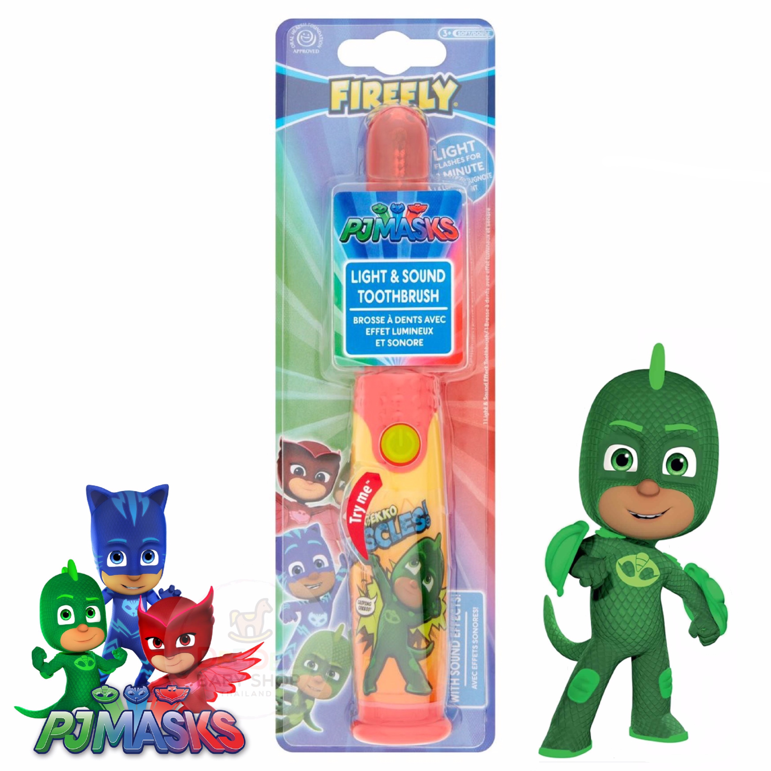 แปรงสีฟันพร้อมแสงไฟและเสียงดนตรี FireFly PJ Masks Gekko Light & Sound Effect Toothbrush