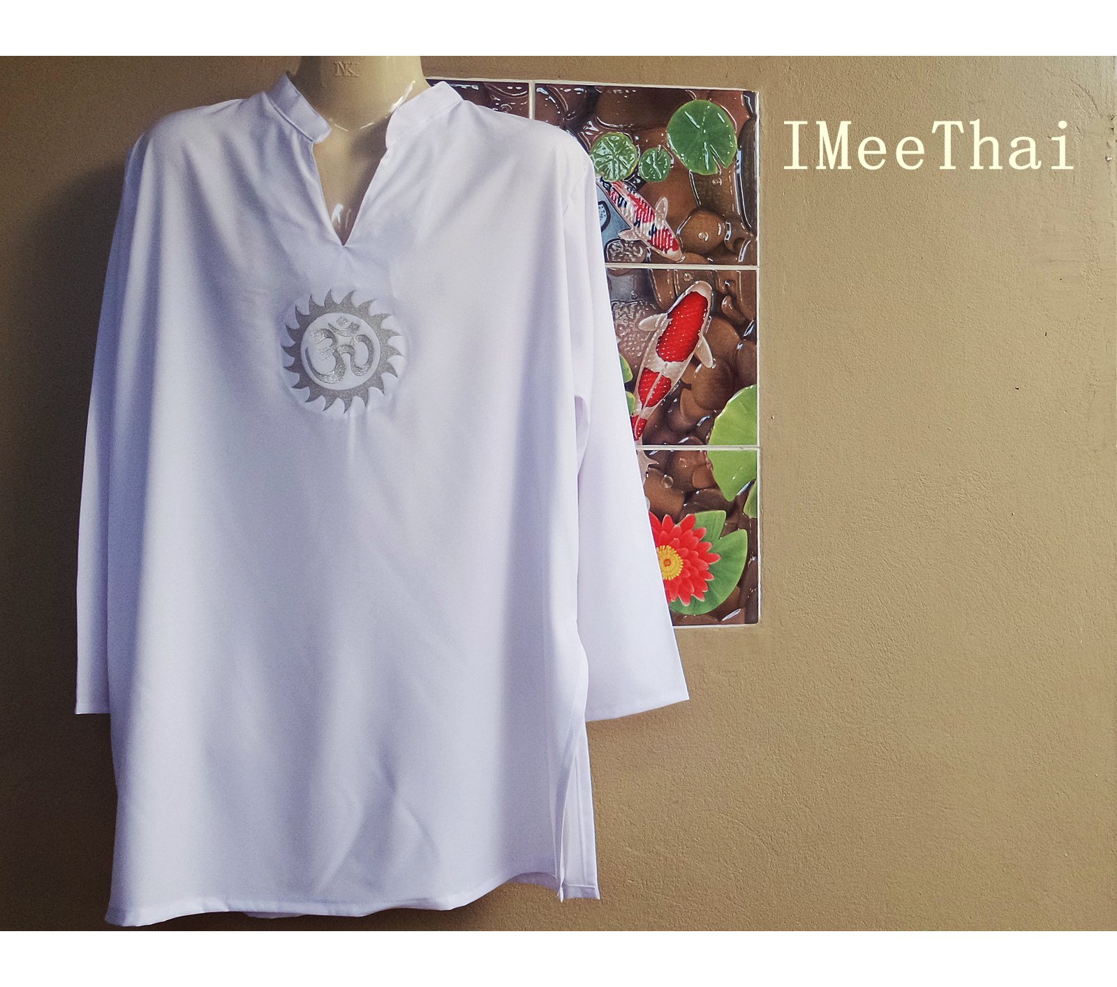 เสื้อ โอม พระพิฆเนศ ลายกงจักร เงิน