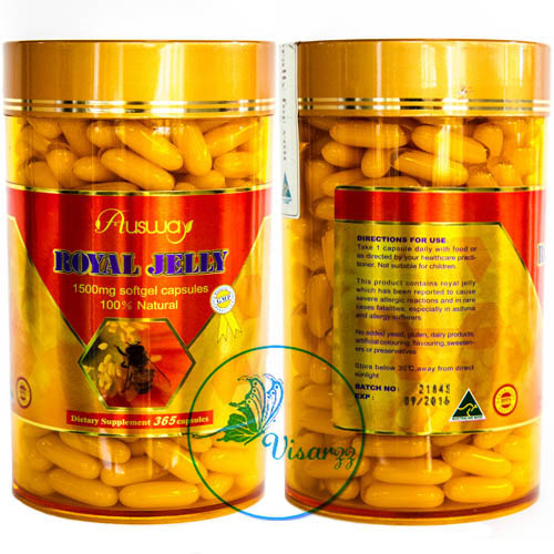 Ausway Royal Jelly 100% Natural 2% 10H2DA 1500mg 365 เม็ด ออสเวย์ รอยัล เจลลี่ นมผึ้งคุณภาพดีจาก Australia