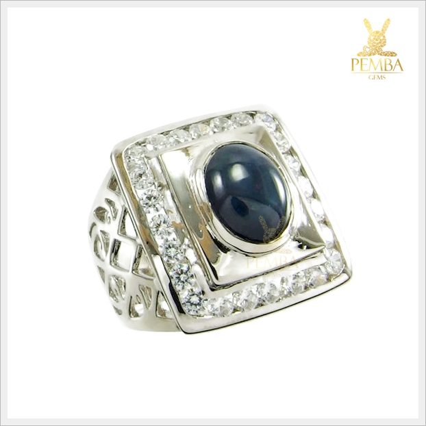 แหวนไพลินสตาร์แท้ ทรงหลังเบี้ย เงินแท้925 สัญลักษณ์ของความร่ำรวย