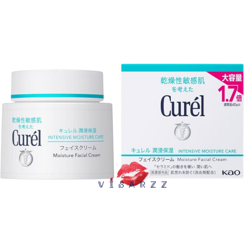Curel Intensive Moisture Care Moisture Facial Cream 70g คิวเรล เวชสำอางเพื่อดูแลผิวบอบบางแพ้ง่ายโดยเฉพาะ ปรับสภาพผิวให้แข็งแรง เนื้อครีมเกลี่ยง่าย ซึมไว ทำให้รู้สึกสบายผิว ไม่เหนียวเหนอะหนะค่ะ