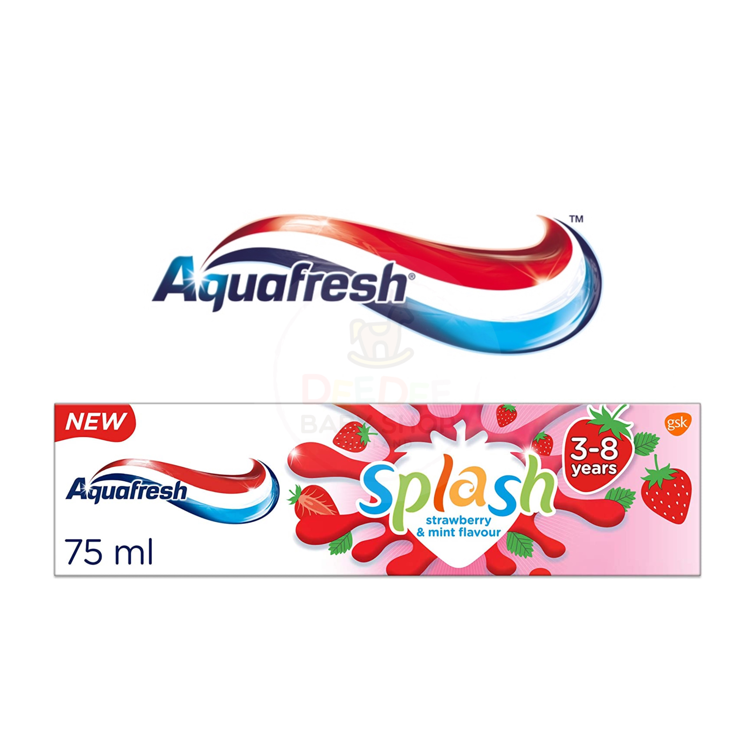 ยาสีฟันผสมฟลูออไรด์สำหรับเด็ก Aquafresh Splash Toothpaste 3-8 Years