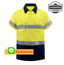 เสื้อช่างสะท้อนแสงจากยุโรปและอเมริกาสำหรับผู้ชาย สีเหลืองเรืองแสง ระบายอากาศได้และหลวม ท็อปส์ซูในต่างประเทศที่ทำเองในเวลากลางคืนของช่างซ่อมรถยนตร์ SKU-03256 สีภาพ S-4XL