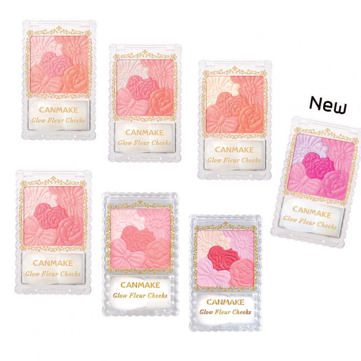 Canmake Glow Fleur Cheeks # 06 Milk Red Fleur โทนชมพูอมแดง เนื้อฝุ่น พร้อมแปรงสีขาวในตลับ