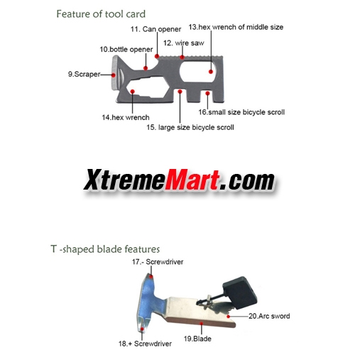 กำไลเชือกรัดข้อมือ สายรัดข้อมือมัลติฟังก์ชั่น 17 in 1 Paracord พร้อมไฟ LED เข็มทิศ และ Multitool Paracord Survival Bracelet (กรุณาระบุสี)