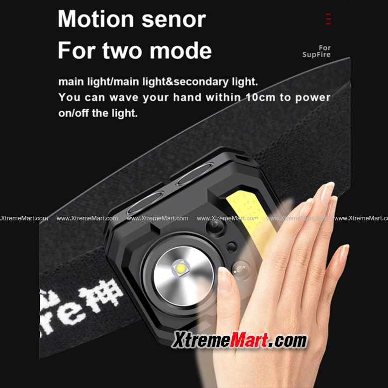 ไฟฉายคาดหัว Supfire HL19 LED XG2 + COB พร้อมระบบ Sensor มือโบกเปิด-ปิด