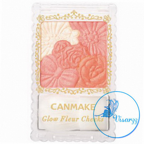 Canmake Glow Fleur Cheeks # 03 Fairy Orange Fleur โทมส้ม บลัชออนตัวใหม่ล่าสุด เนื้อฝุ่น พร้อมแปรงสีขาวในตลับ