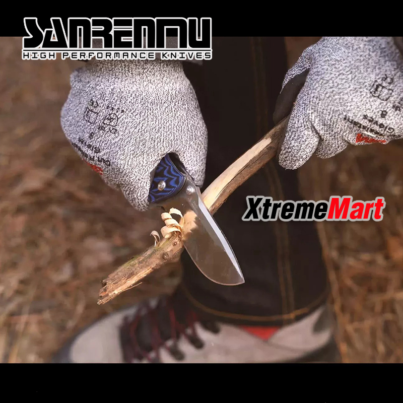 มีดพับ SANRENMU 1005 SRM-1005 ใบมีดสแตนเลส 9cr14mov ด้ามG10สีน้ำตาล จุดหมุนระบบตลับลูกปืน(Ball Bearing) เปิด-ปิด ลื่นมาก