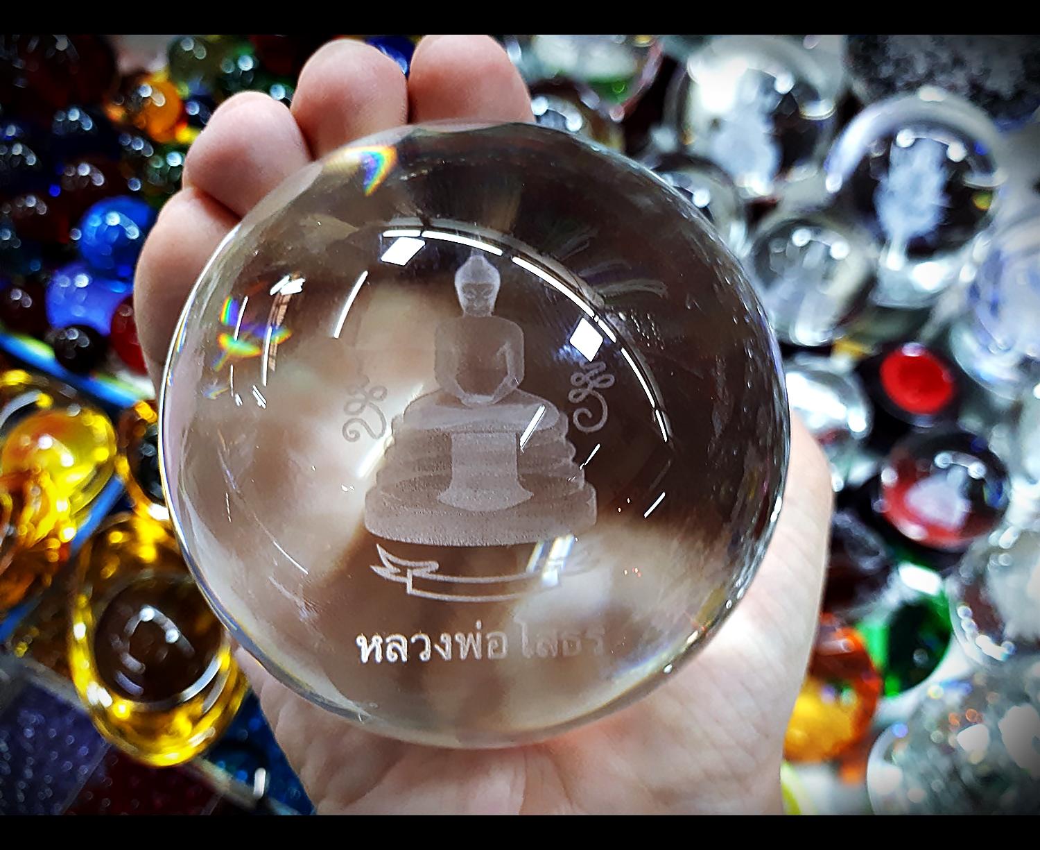 ลูกแก้ว หลวงพ่อโสธร (ลาย 3มิติ หลายขนาด เล็กใหญ่) (ขายปลีก ขายส่ง)