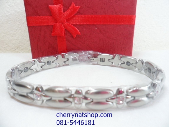 พร้อมส่งสร้อยข้อมือแม่เหล็กเพื่อสุขภาพ, สร้อยไทเทเนียมเจอรเมเนียม, สร้อยประจุลบ รุ่นC