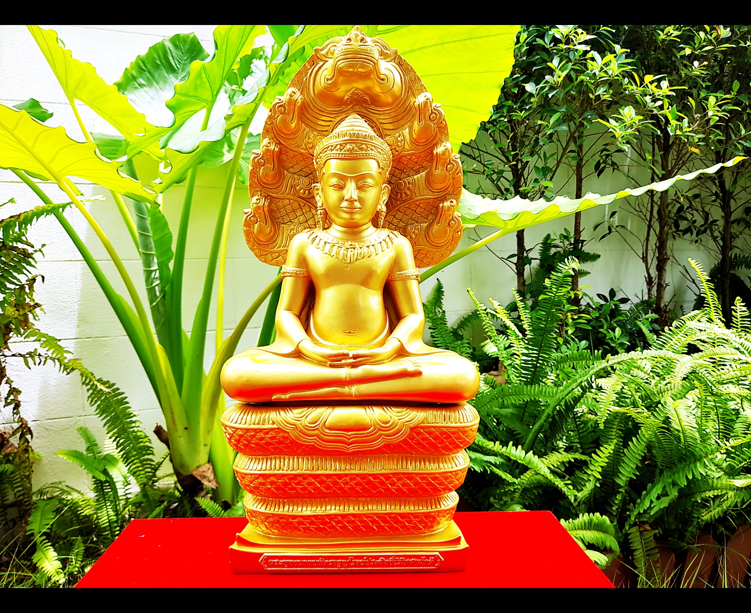 รูปหล่อ พระพุทธรูปนาคปรก พระนาคปรก ปางศิลปขอม เนื้อไฟเบอร์ (องค์ขนาดใหญ่ หน้าตัก9นิ้ว สูง19นิ้ว ลึก4นิ้ว ครึ่ง) สีทอง (แยกส่วนได้) เข้าพิธีปลุกเสกมาตั้งแต่ ปี2560-ปี2564 #รับประกันแท้