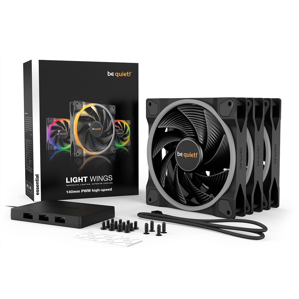 Be Quiet Light Wings ARGB PWM High-Speed 2500 RPM Fan Case 120mm / 140mm - Black