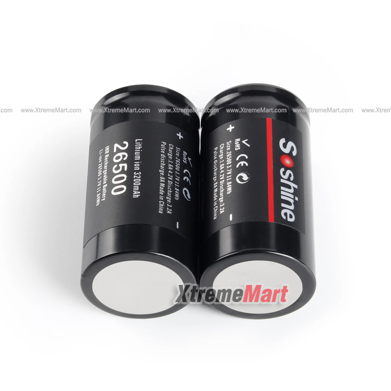 Soshine 26500 3.7 V 3200 mAh Lithium-ion rechargeable battery (ก้อนละ)