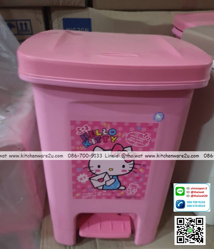 P10441 ถังขยะเหยียบ ลายคิตตี้ (24*28*32 cm) เกรดเอ สีสวย ลิขสิทธิ์ถูกต้อง No.5667 (ราคาส่งต่อ 1 โหล:12 ชุด:165 บต่อชุด)