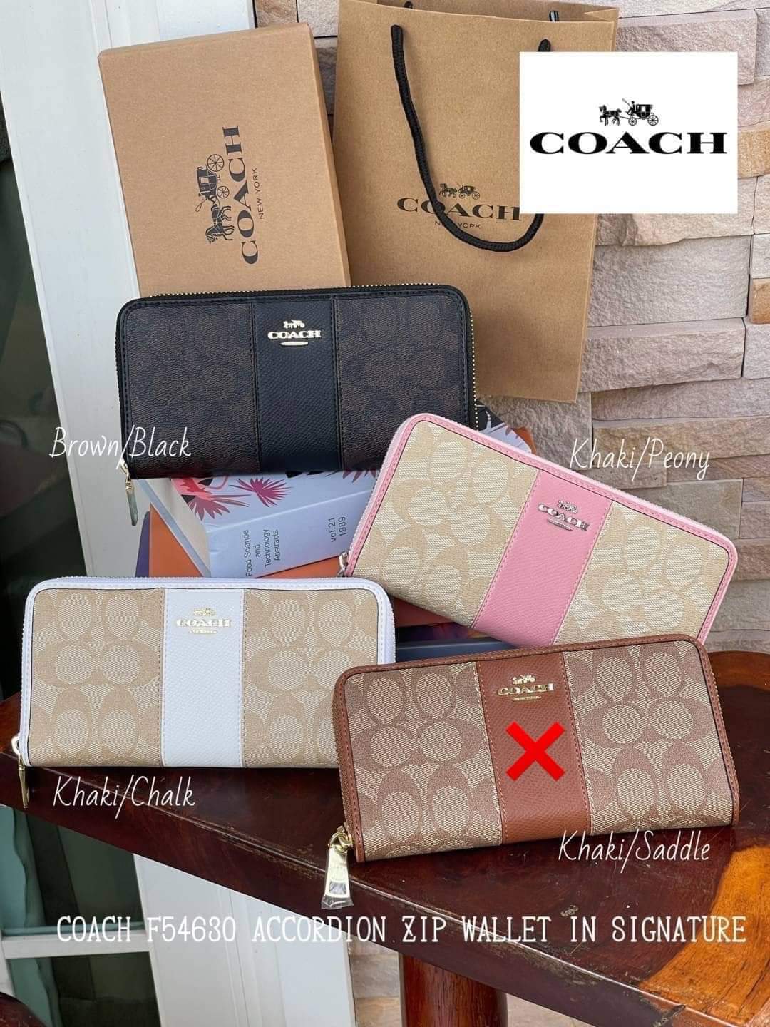 COACH F54630 ACCORDION ZIP WALLET IN SIGNATURE (แอดไลน์ก่อนสั่งซื้อ)