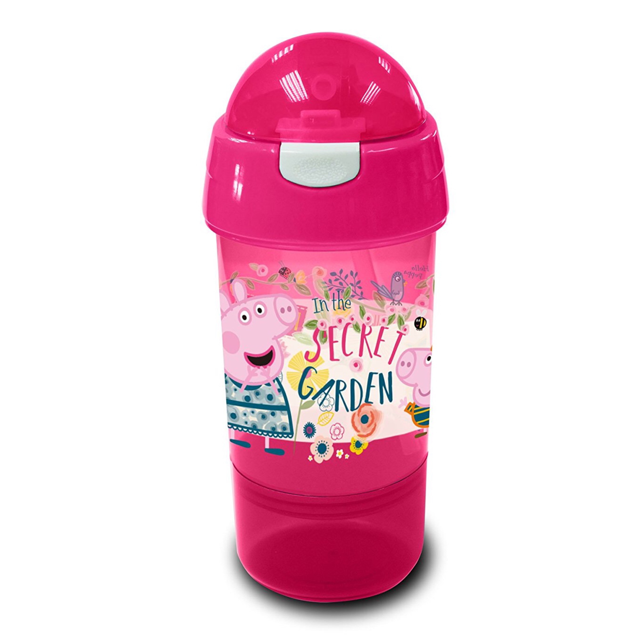 กระติกน้ำพร้อมหลอดดื่มสำหรับบรรจุเครื่องดื่มและของว่าง Sip N Snack Bottle (Peppa Pig Pink)