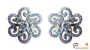 Diamond Earring ต่างหูเพชร ชุบทองคำขาว ทองคำ YG หนัก 9.11 กรัมเพชรตรงกลาง 10 เม็ด หนัก 1.13 กะรัต เพชรล้อม 132 เม็ดหนัก 0.43 กะรัต หน้ากว้าง 1.8