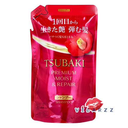 (ถุงแดง Refill Shampoo 300mL) Shiseido Tsubaki Premium Moist & Repair Shampoo Refill 300mL สูตรเพิ่มความชุ่มชื้นให้กับเส้นผม ช่วยให้ผมไม่ชี้ฟู มีน้ำหนัก จัดทรงได้ง่ายยิ่งขึ้น ดูสุขภาพดี