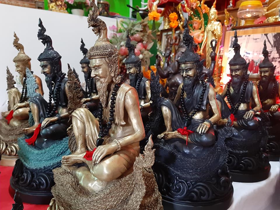 รูปหล่อ ปู่ฤาษีปู่ภุชงค์นาคราช เนื้อทองเหลือง (ขนาด สูง14นิ้ว ฐานกว้าง7.5นิ้ว)