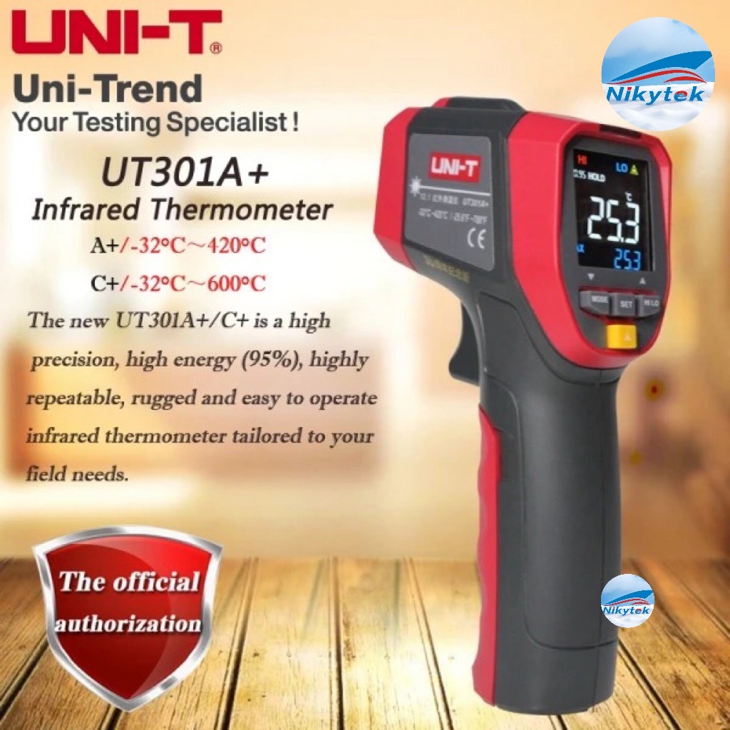 UT301A UNI-T + เครื่องมือตรวจสอบอุณหภูมิวงกลมดิจิตอลวัดอุณหภูมิแบบไม่สัมผัส