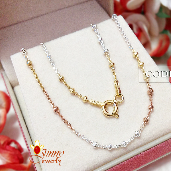 สร้อยคอ 3 กษัตริย์ ลายโซ่สลับหมุดกลม 1.2 มิล