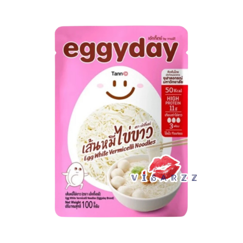 (ซองสีชมพู) Eggyday Egg White Vermicelli Noodles 100g เอ้กกี้เดย์ เส้นหมี่ทำจากไข่ขาวล้วน 100% พลังงานเพียง50kcal ต่อซอง โปรตีนสูง อิ่มนาน ย่อยง่าย ไร้แป้งไม่มีกลูเตน